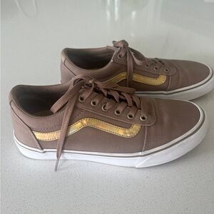 Vans Women's Sneakers in Brown and Gold